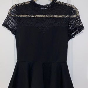 X-small black peplum lace top